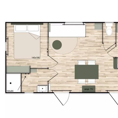MOBILHOME 6 personas - Casa móvil de 3 habitaciones para 6 personas - TV