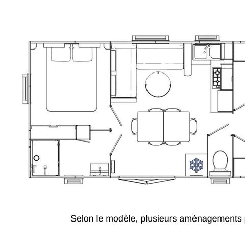 Stacaravan 8 personen - Loisir+ voor - 3 slaapkamers - 30 m²