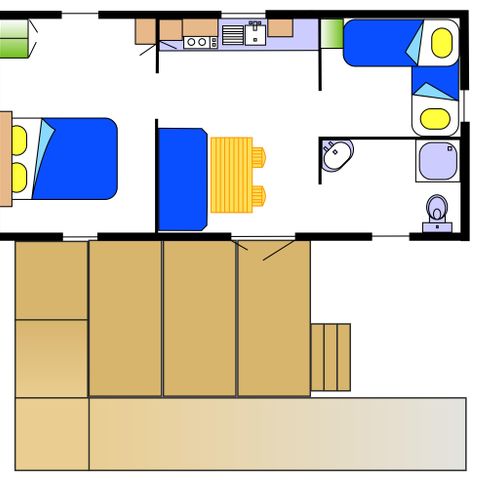 Mobilheim 6 Personen - Ophéa - PMR - 2 Zimmer + Terrasse