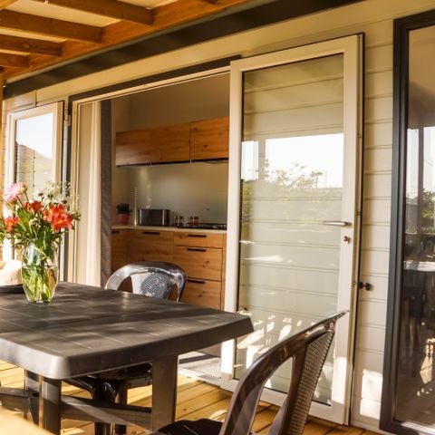 Stacaravan 4 personen - Stacaravan BAHIA met 2 slaapkamers en terras, voor 1/4 personen