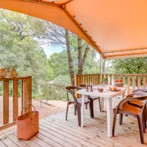 Tente en toile et en bois 6 personnes - Tente 5p 2ch **