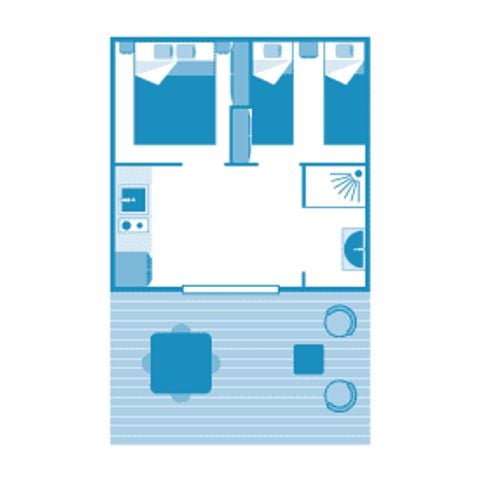 Tente en toile et en bois 4 personnes - Lodge 4p 2ch ***