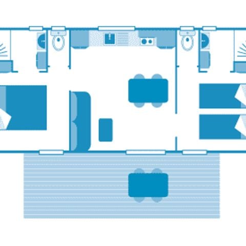 Mobilhome 4 personnes - Cottage Pêcheries 4p 2ch 2SDB PREMIUM