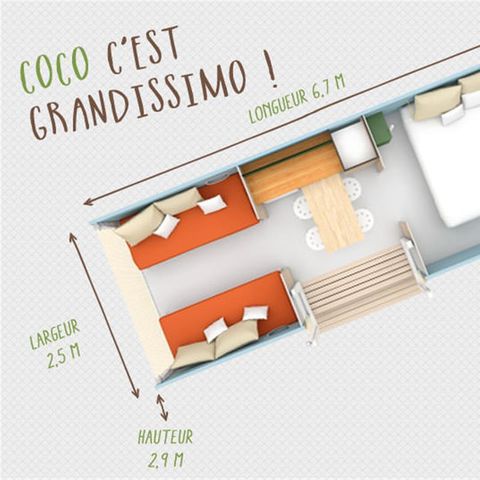 UNUSUAL ACCOMMODATION 4 people - COCO SWEET 16M² (2 bedrooms) WITHOUT bathroom 4 pers