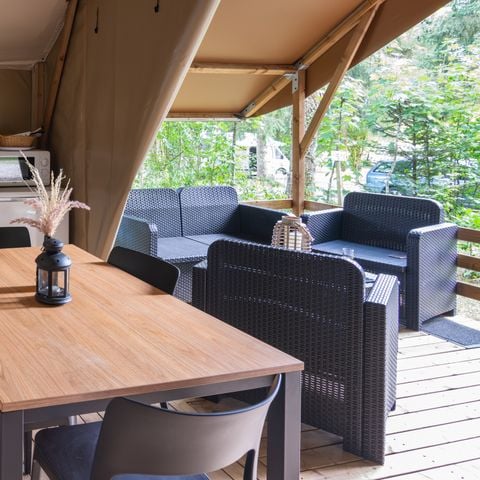 Safaritent 4 personen - WOOD LODGE - extra personen mogelijk tegen betaling, neem contact op met de camping