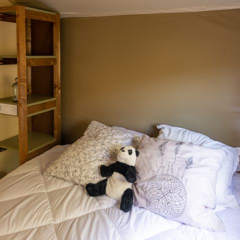 Tente en toile et en bois 4 personnes - WOOD LODGE - personnes supplémentaires possible en supplément, contacter le camping