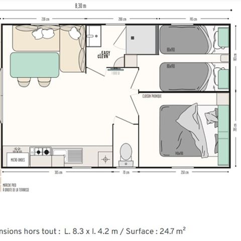 Mobilheim 4 personen - Mobilheim Tilleul - zusätzliche Personen gegen Aufpreis möglich, kontaktieren Sie den Campingplatz