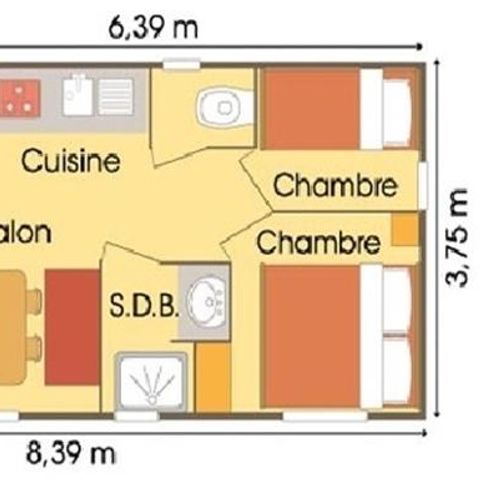 Chalet 4 personen - Chalet Epicéa - 2 Zimmer - zusätzliche Personen gegen Aufpreis möglich, kontaktieren Sie den Campingplatz
