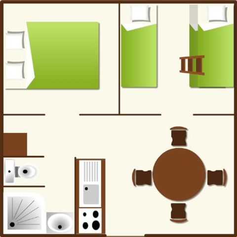 BUNGALOW DE LONA 5 personas - Bungalow de lona bengalí de 25 m²