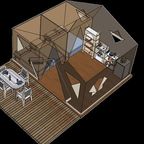 Tent 5 personen - STANDAARD TRAPPER'S LODGE zonder sanitaire voorzieningen