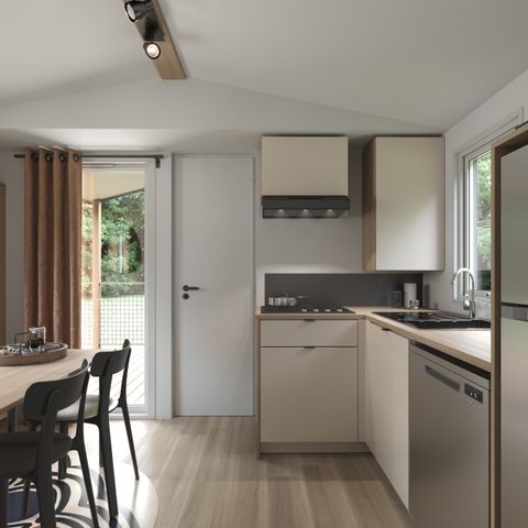 Stacaravan 5 personen - Stacaravan Select TV LV Clim Plancha - 2 slaapkamers - 4 volwassenen + 1 kind