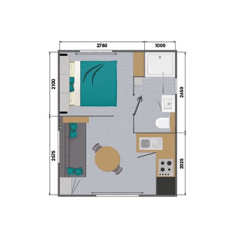Mobilheim 2 Personen - Komfort - 1 Schlafzimmer - D