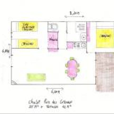 Chalet 7 personen - Chalet 35m² (2 Zimmer) überdachte Terrasse - Le Parc des Coteaux 800m vom Campingplatz entfernt 5/7 pers.