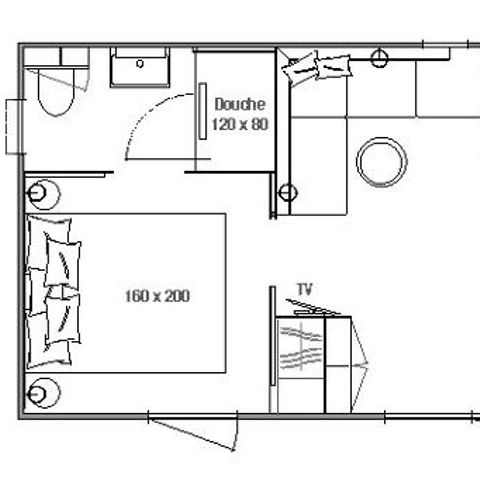 BUNGALOW 4 personnes - Cottage premium 2 chambres 2 salles de bain, TV, terrasse  couverte