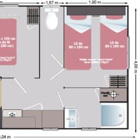 Lodge 4 persons - 2 bedroom mobile home - covered terrace