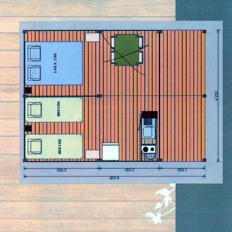 Tente en toile et en bois 4 personnes - Ecolodge (sur pilotis) sans sanitaires