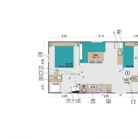 MOBILHOME 4 personnes -  Confort - 2 chambres