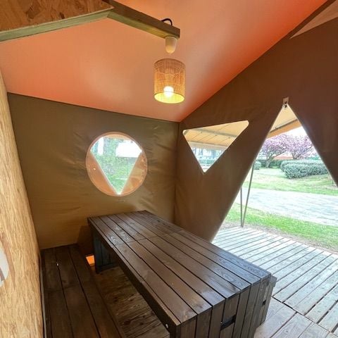 Tenda 6 persone - Tenda in tela - 20m² - 2 camere da letto - con elettricità + terrazza coperta