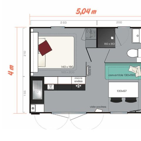CASA MOBILE 2 persone - Casa mobile - 20m² - 1 camera da letto - 9m² terrazza coperta -