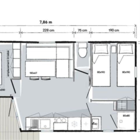 Mobile home 4 persons - - from 25m² to 33m² - 2 bedrooms - covered/semi-covered terrace