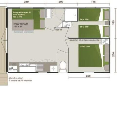 Mobile home 4 persons - Eden - 25m² - 2 bedrooms - 7m² covered terrace