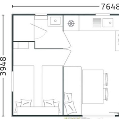 CASA MOBILE 4 persone - Casa mobile comfort - 25m² - 2 camere da letto - terrazza coperta laterale