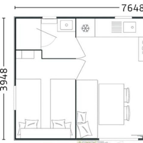 MOBILHOME 4 personnes - Mobil home Confort - 25m² - 2 chambres - terrasse couverte côté