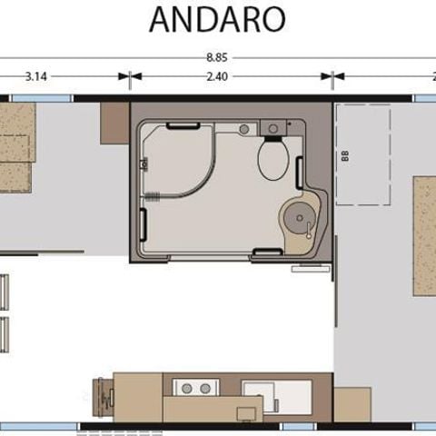 Mobile home 4 persons - Standard 30m² (2 bedrooms) - suitable for people with reduced mobility