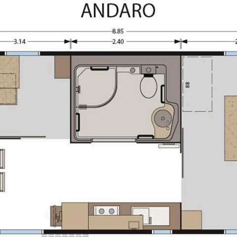 Stacaravan 4 personen - Standaard 30m² (2 kamers) - geschikt voor personen met beperkte mobiliteit