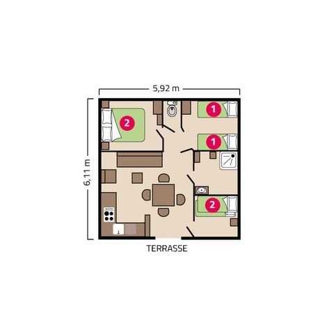 Chalet 6 personen - Chalet Grand Large voor 6 personen