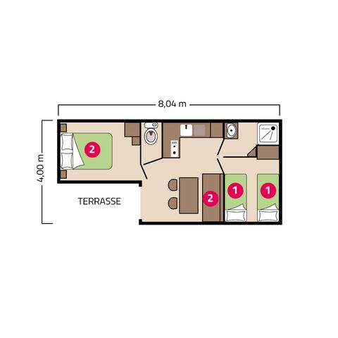 Mobile home 6 persons - Mobile-home Loggia 4/6 persons