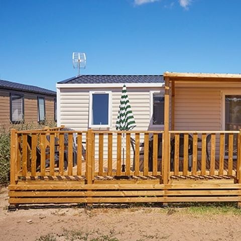 Stacaravan 6 personen - Comfort | 3 Slaapkamers | 6 Pers | Verhoogd terras | Airconditioning | TV