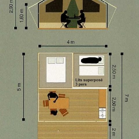 TIENDA DE LONA Y MADERA 4 personas - TENTE LODGE 2 habitaciones Nuevo 2024