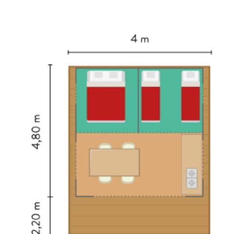 SAFARITENT 4 personen - Ponza 20m² - 2 kamers - geen sanitair
