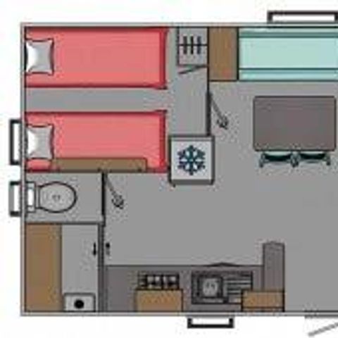 Stacaravan 4 personen - Cottage Confort 24m² - 2 kamers + televisie