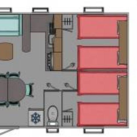 MOBILHOME 6 personnes - Cottage Confort 32m² - 3 chambres + télévision