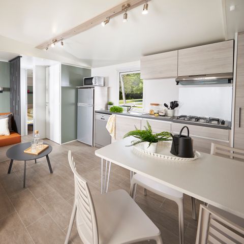 Stacaravan 6 personen - Homeflower Premium 35m² (3 kamers) + overdekt terras