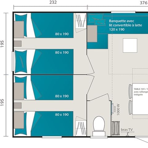 MOBILHOME 6 personnes - PRIVILEGE 3 chambres
