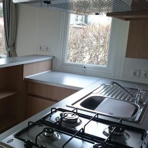 Stacaravan 6 personen - SAULDRE 33m² - 3 kamers / airconditioning met terras aan het meer
