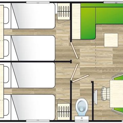 MOBILHOME 6 personnes - Standard 3 chambres 34m² + Terrasse non couverte