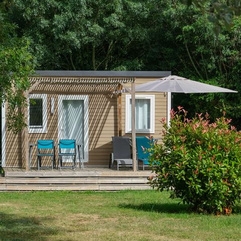 Mobilheim 2 Personen - Standard 1 Zimmer 18m² + Nicht überdachte Terrasse + TV