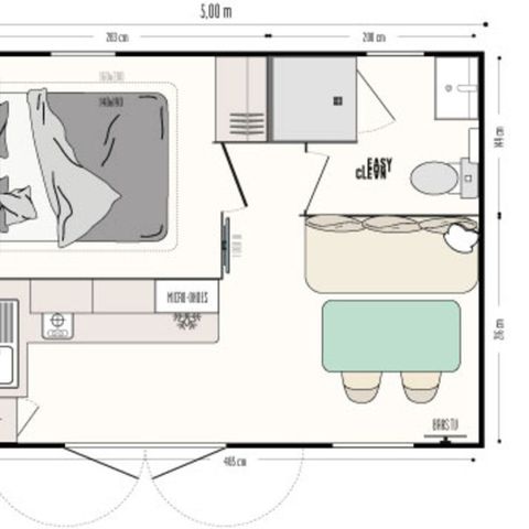Mobilhome 2 personnes - Mobil home Standard 1 chambre 18m² + Terrasse non couverte + TV