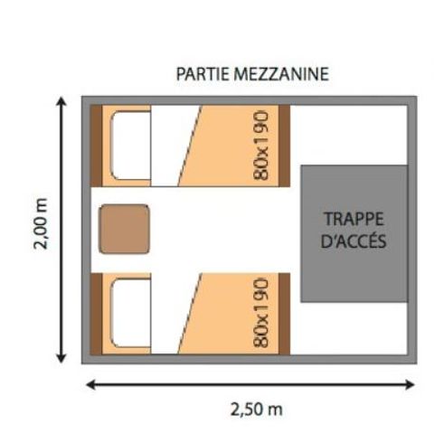 TENDA IN TELA E LEGNO 2 persone - Tenda bivacco standard con 1 camera da letto (senza servizi igienici / senza cucina / senza parcheggio)