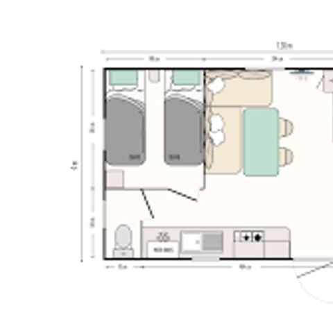 Mobilhome 4 personnes - IRM 2026 -Terrasse couverte - 29 m² - 2 chambres (2 adultes maximum ou famille)