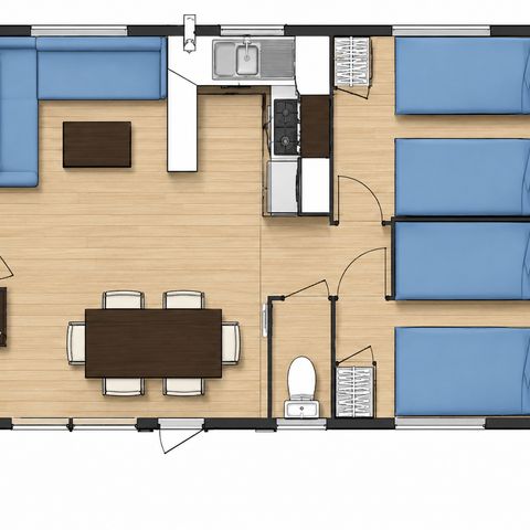 BUNGALOW 6 personnes - Familial - 3 chambres - Pergola