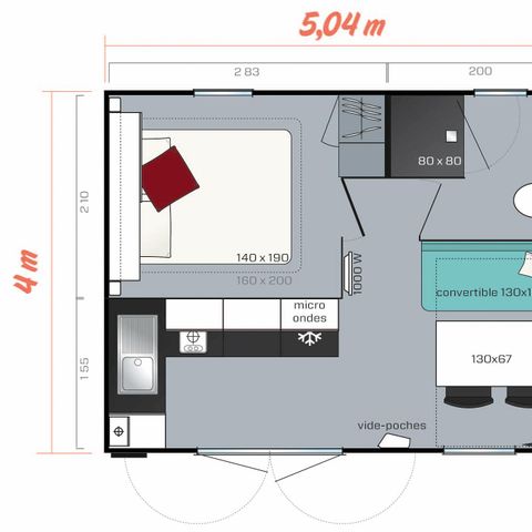 Mobile home 2 persons - MH1 CAHITA 18 sqm