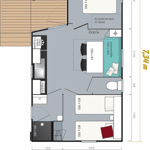 Mobile home 4 persons - MH2 O'HARA 734 PLUS 22 sqm