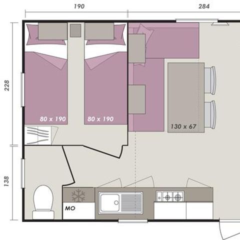 MOBILHOME 4 personnes - MH2 SUPER MERCURE REGULAR - samedi 26 m²
