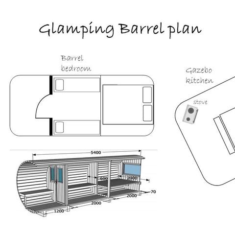 Alojamiento 4 personas - BARRIL GLAMPING sin instalaciones sanitarias