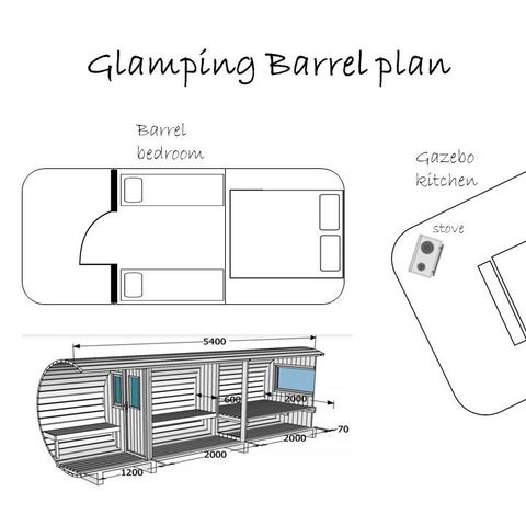 Hébergement 4 personnes - GLAMPING BARREL sans sanitaires